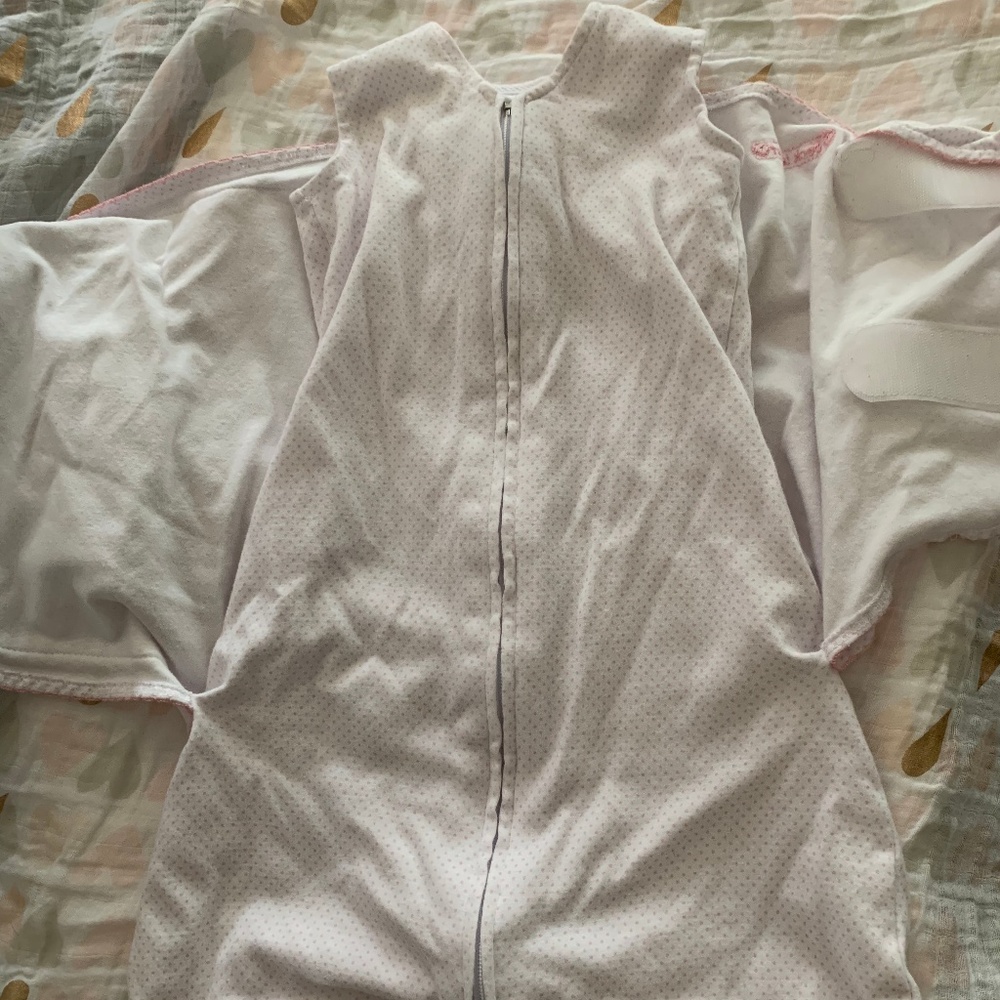 HALO SleepSack Cotton Swaddle, Pink Pin Dot NB